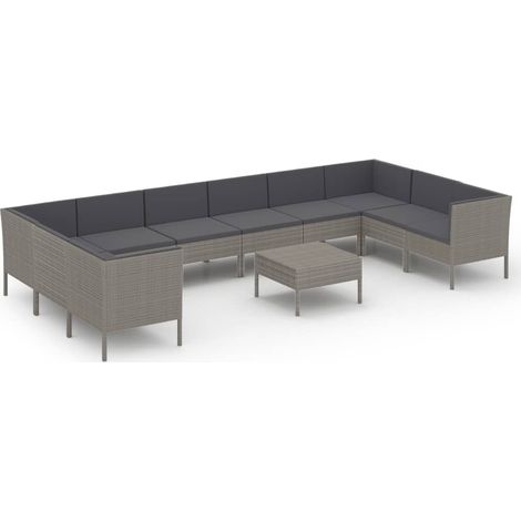 Maison Exclusive - 11-tlg. Garten-Lounge-Set mit Auflagen Poly Ra