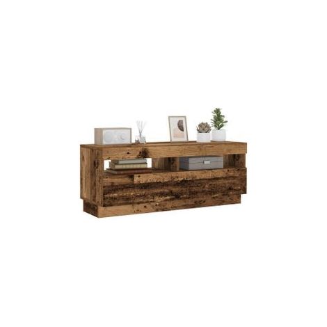 Meuble TV avec lumières LED vieux bois bois d'ingénierie (1/5)