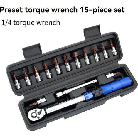Kit di attrezzi per riparazione biciclette con chiave dinamometrica regolabile da 1/4" (2-24 Nm) (1/3)