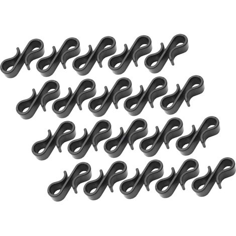 Lot de 50 petits crochets S en plastique noirs, attaches pour guirlandes lumineuses, accessoires de décoration de Noël pour suspension extérieure (1/5)