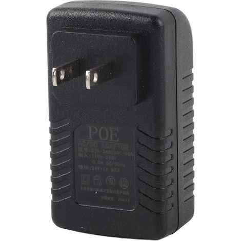 24V 1A PoE-Injektor-Netzteil, Stromversorgung für IP-Kameras, 24-Volt-Ladegerät, optionaler Stecker, 1 Ampere, Netzkabel im Lieferumfang enthalten (1/5)
