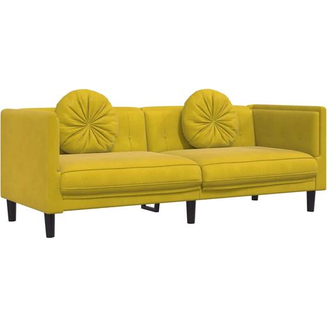 Canapé avec coussins 3 places，Sofa pour Salon，Banquette jaune velours CFW724661 (1/5)