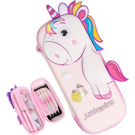 Boîte à crayons de dessin animé (licorne arc-en-ciel)