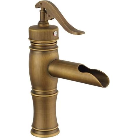 European-style antique all-copper faucet, retro bamboo-style bathroom hot and cold water basin faucet manufacturer -- well-style low-profile faucet