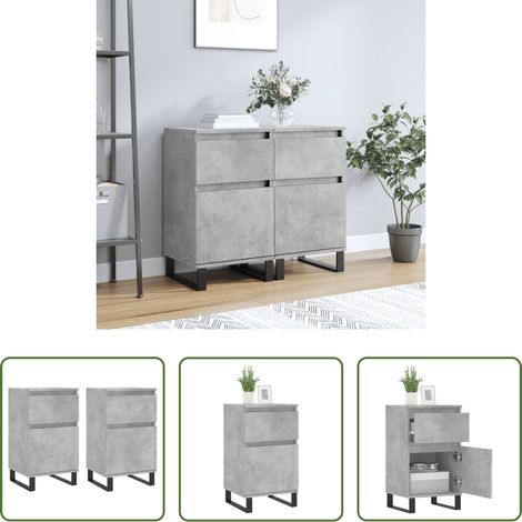 Holzwerkstoff - Sideboards 2 Stk. Betongrau 40x35x70 cm Holzwerkstoff (1/5)