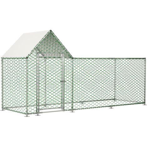 Gabbia per galline in metallo zincato 3 x 1 x 1,5 m con chiusura di sicurezza e telo PE (1/2)