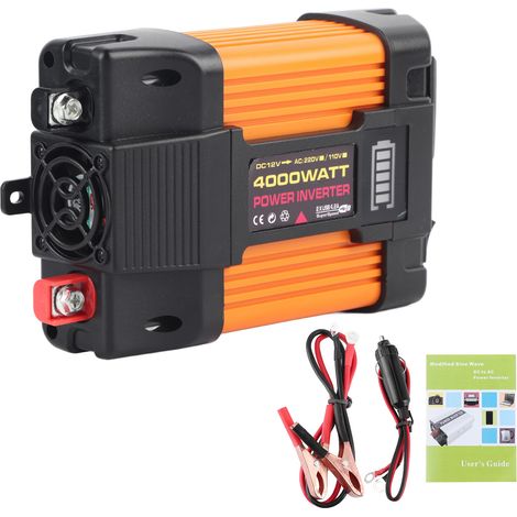 Convertisseur de puissance voiture 4000W double USB transformateur onde sinusoïdale modifiée DC12V AC220V (1/5)