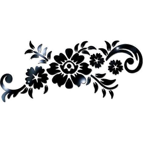 Sticker mural miroir acrylique pour décoration intérieure, motif fleur noire en rotin et cristal 3D (1/5)