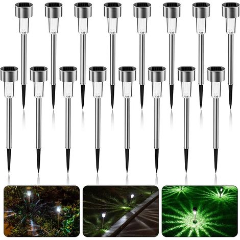 ZOLGINAH Lumiere Solaire Exterieur Jardin, 16pcs Inoxydable LED Lampe Solaire pour Exteriepure, IP44 Étanches Décoration pour Chemins Pelouse, Garage, Patio, Cour (1/5)