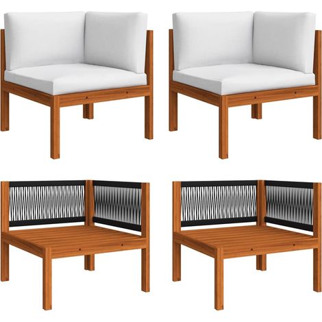 Lot de 2 Canapés d'angle sectionnels de jardin Salon de jardin style industriel avec coussins Bois d'acacia -BV24867 (1/5)