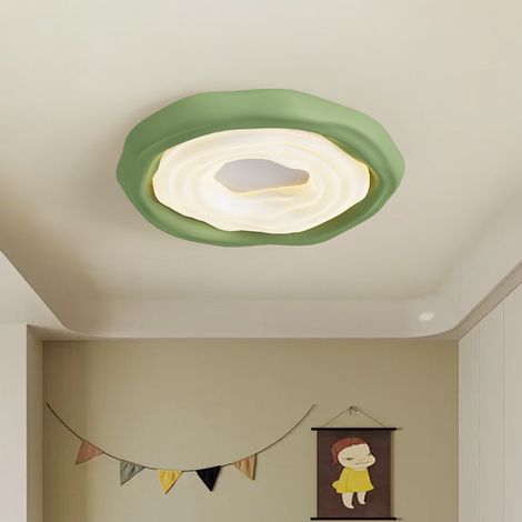 AUTRUCKER Plafonnier style vintage pour chambre, lampe en forme de biscuit agréable pour les yeux, vert - 42 cm - 36 W - tricolore réglable (1/5)