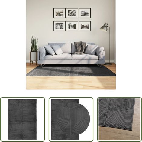 vidaXL Teppich 3D Design - Teppich IZA Kurzflor Skandi-Stil Anthrazit 120x170 cm