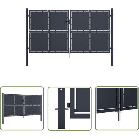 The Living Store Gartentor Stahl 300 x 175 cm Anthrazit - Gartentor - Stahltür - Zaun - Einfahrtstor - Zaunsystem (1/5)