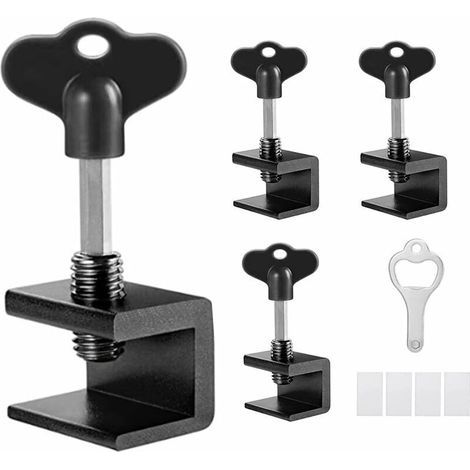 4 Pcs Serrure Fenetre Coulissante, Verrou baie Coulissante, Bloque fenetre coulissante d'aluminium, Réglable Bloque Porte Coulissante (1/4)