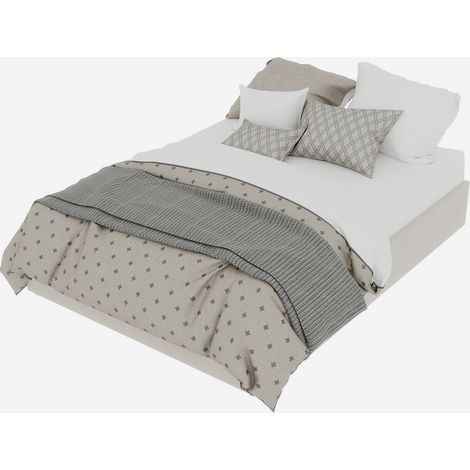 Cadre de lit moderne minimaliste, 140200CM, beige, en velours hollandais, équipé de vérins à gaz, mobilier de chambre au style moderne, sans tête de lit ni matelas. (1/5)