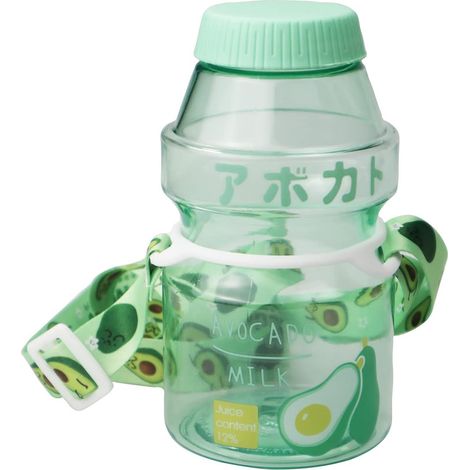 Bouteille À Boisson - 480 ml - En Polycarbonate Alimentaire - Forme Yakult - Étanche 360° - Bouchon À Vis - Bandoulière Réglable - Pour Enfants Adultes - Vert