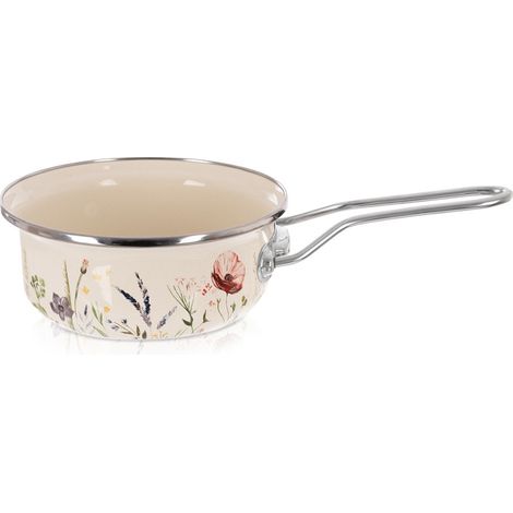Cacerola esmaltada con mango largo, estilo tradicional, 16 cm, 950 ml. (1/2)
