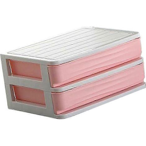 Organisateur de maquillage en plastique, tiroirs de rangement pour cosmétiques, présentoir à bijoux, boîte de rangement à poser sur le comptoir de la salle de bain, 5 tailles disponibles-2 Tier Pink (1/5)