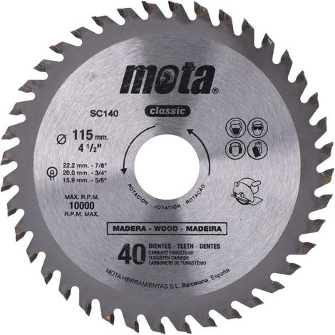 Kreissägeblatt Mota Widia 115 mm 40 Hartmetallzähne