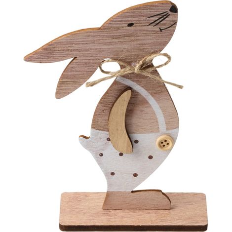 Lapin En Bois - Décoration De Table Pour Pâques - Intérieur Et Extérieur - 15 X 10 X 8 Cm - Lot De 3 (1/5)