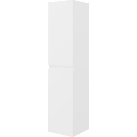 Mobile bagno sospeso 80 cm in legno bianco lucido e top beton con lavabo e specchio - Civo - Con colonna specchio e lavabo tondo