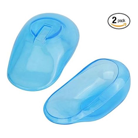 2 Pcs Protège-Oreilles Réutilisables, Couvre-Oreilles en Plastique Étanches et Anti-Taches - Pour Coloration, Shampooing, Douche, Salon (Bleu) (1/5)