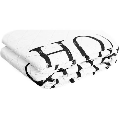 Tagesdecke, Sofaüberwurf Home-Motiv aus 100% Polyester mit grauen Herzmustern 140x210 cm (1/5)