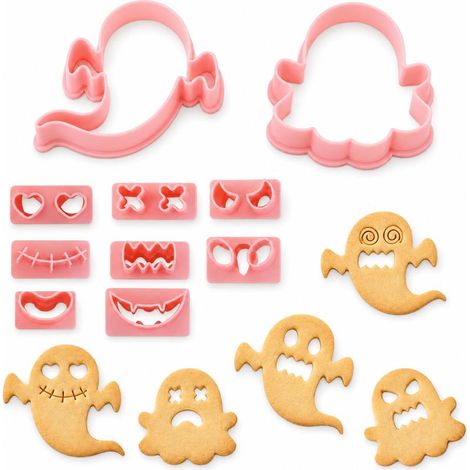 Set mit 10 Halloween-Geister-Ausstechformen, 3D-Kunststoff, Halloween-Ausstechformen für Halloween-Partydekorationen (1/4)