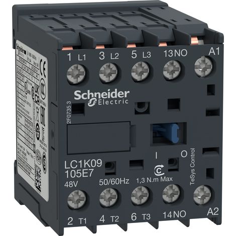 Lc1k09105e7 Schneider - Mini Contacteur Tripolaire - 3no - 9a - Bobine 48vca - Vis étrier - Tesys Lc1k09 (1/2)