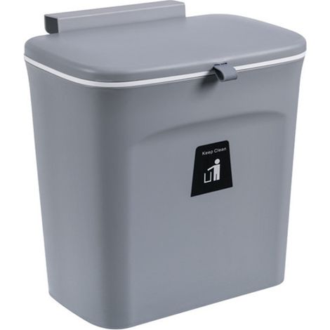 MINKUROW Küchen-Mülleimer zum Aufhängen, 7 l, an der Wand befestigter Küchenschrank zum Aufhängen, zusammenklappbarer Mülleimer mit Schaber für Schranktüren, Schlafzimmer, Büro, Badezimmer, Wohnheim, (1/4)