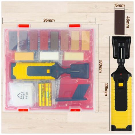 Kit de Réparation Parquet Sol Set 11x Baton de Cire en Différentes Couleurs pour Réparations Stratifié Laminé - Outil Retouche Rayure--TRIMEC (1/4)