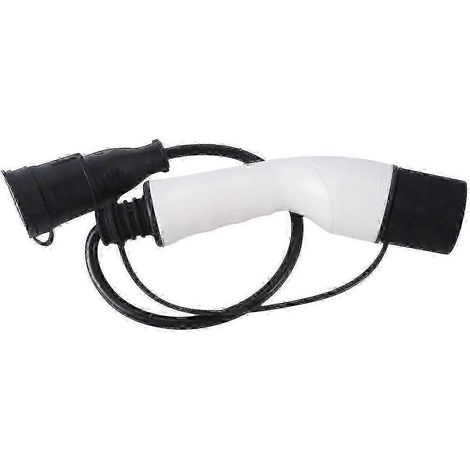 Adaptateur de charge pour véhicule électrique (VE) : fiche mâle type 2 16 A vers prise Schuko, compatible avec les bornes de recharge pour véhicules électriques et les voitures électriques (prise euro (1/5)
