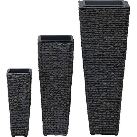 Maison Exclusive - Blumenkübel 3 Stk. Wasserhyazinthe Schwarz (1/5)