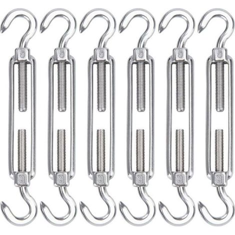 M5 Tendeur Cable Acier Inoxydable, Lot de 6 Tendeur de Fil Crochet et Crochet Réglable Heavy Duty Tension Hook & Hook (1/4)