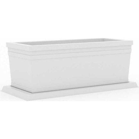 Macetero decorativo clásico tradicional de 100x47H38 en polímero blanco resistente para plantas de jardín y terraza - Hecho en Italia - Monacis (1/5)