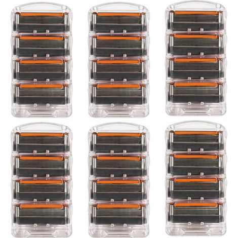 Lames de rasoir homme 5 couches – Lot de 24 recharges – Compatible GF5 – Bande lubrifiante, tondeuse précision (1/5)