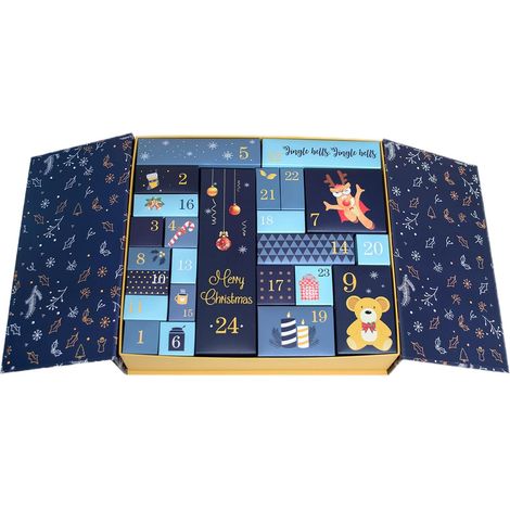Boîtes de calendrier de compte à rebours – Ensemble de Noël rechargeable et pliable sur 24 jours avec fonction de stockage vide Table de classe en bonbons, cheminée, salon, fenêtre, bureau de mariag (1/5)