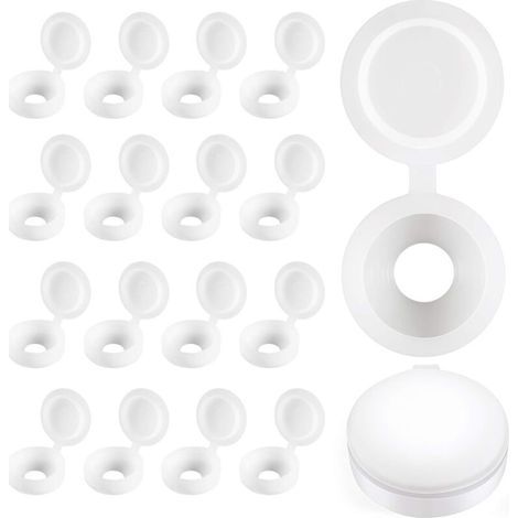Cache-vis à Charnière en Plastique Plier les Couvercles à Vis Laveuse Flip Tops Blanc (1/5)