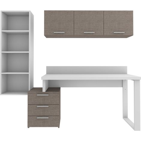Angolo libreria design con cubotti e cassettiera - Soluzione moderna e salvaspazio - Bianco e Fumo