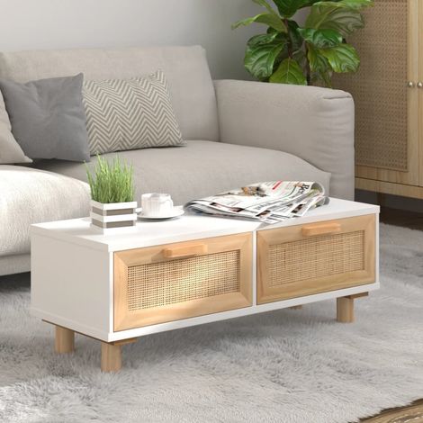 Mesa de centro madera contrachapada y de pino blanco 80x40x30cm vidaXL (1/5)
