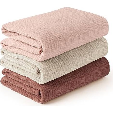 Couverture d'emmaillotage pour bébé, grande couverture d'emmaillotage 100 x 100 cm, ultra-douce et absorbante pour la peau, couverture en mousseline pour bébés (filles et garçons), lot de 3 (1/5)