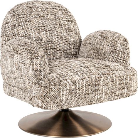 Fauteuil lounge pivotant design tissu marron confort absolu - Marron chiné effet tweed omara (1/5)