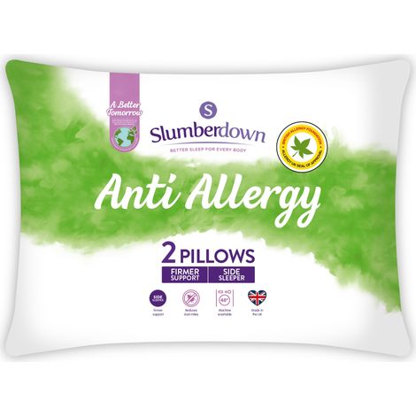 Slumberdown Anti Allergy Pillow, Firm Support, 2 Pack