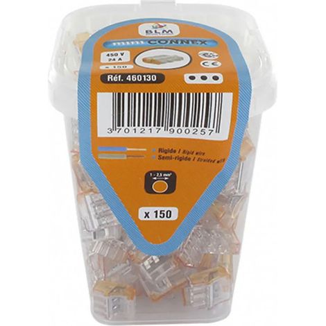 Boîte de 150 connecteurs Mini Connex 3 entrées orange – Section 0.5-2.5 mm² – Courant 24 A – Tension 450 V – BLM (1/5)