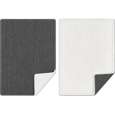 Manta reversible, forro suave de sherpa, gris oscuro, 200 x 150 x 1,5 cm. (1/2)