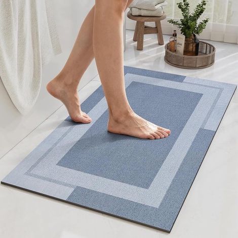 50 x 80 cm Blaue, schnelltrocknende, saugfähige und rutschfeste Badematte (1/5)