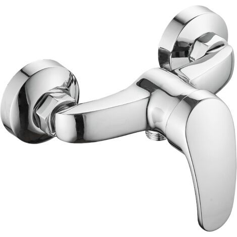 QORVA-Chromé, Argenté Mitigeur Douche, Robinet Baignoire Montage Mural Apparent, Robinets Monocommande Douche Réglage de Température Raccord Fileté Pour Universel Flexible En G1/2 (1/5)