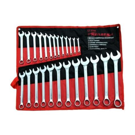 SPANNER SET 25PC FULLY POLISHED COMBINATION METRIC WRENCH RING HEAVY DUTY CT0795