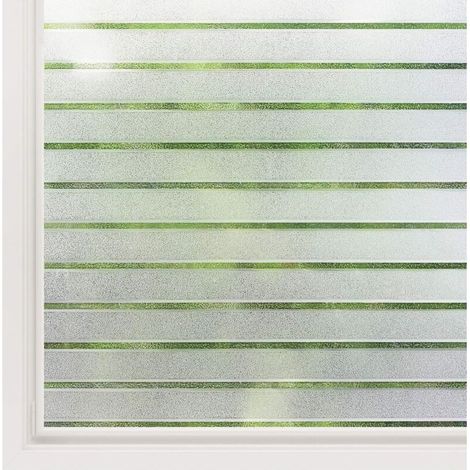 Elektrostatische Fensterfolie mit horizontalem Streifenmuster, blickdichte Fensterfolie, mattierte, selbstklebende Fensterfolie, Sichtschutz für Küche, Haushalt und Badezimmer, 45 x 200 cm