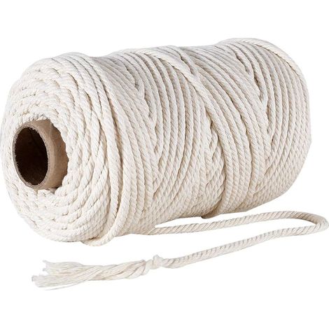 Ficelle Jute Coton 4mm x 100m, 100% Coton Naturelle Cordelette, Corde Macramé Decorative Chanvre Tressée DIY Travaux Manuel pour Emballage Cadeau Décoration Artisanat Suspendues, Beige-Fei Yu (1/3)